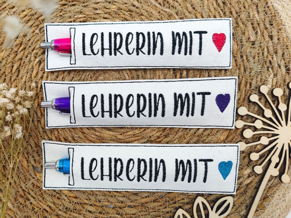 Hülle für Kugelschreiber Lehrer und Lehrerin - ITH-Stickdatei